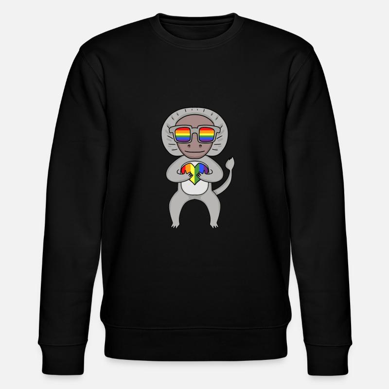LGBT Animal Singe hamadryad Arc-en-ciel - Sweat bio CHANGER Stanley/Stella Unisexe - noir