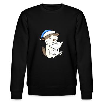 Katze Katzenrasse RagaMuffin - Stanley/Stella Unisex Bio-Sweatshirt CHANGER  - Schwarz - Vorne - Nik (191cm) & Marisol (170cm)