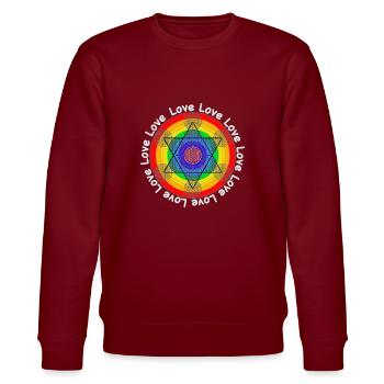 Energetic chakra design - Stanley/Stella CHANGER Unisex Organic Sweatshirt - burgundy - Front - Nik (191cm) & Marisol (170cm)