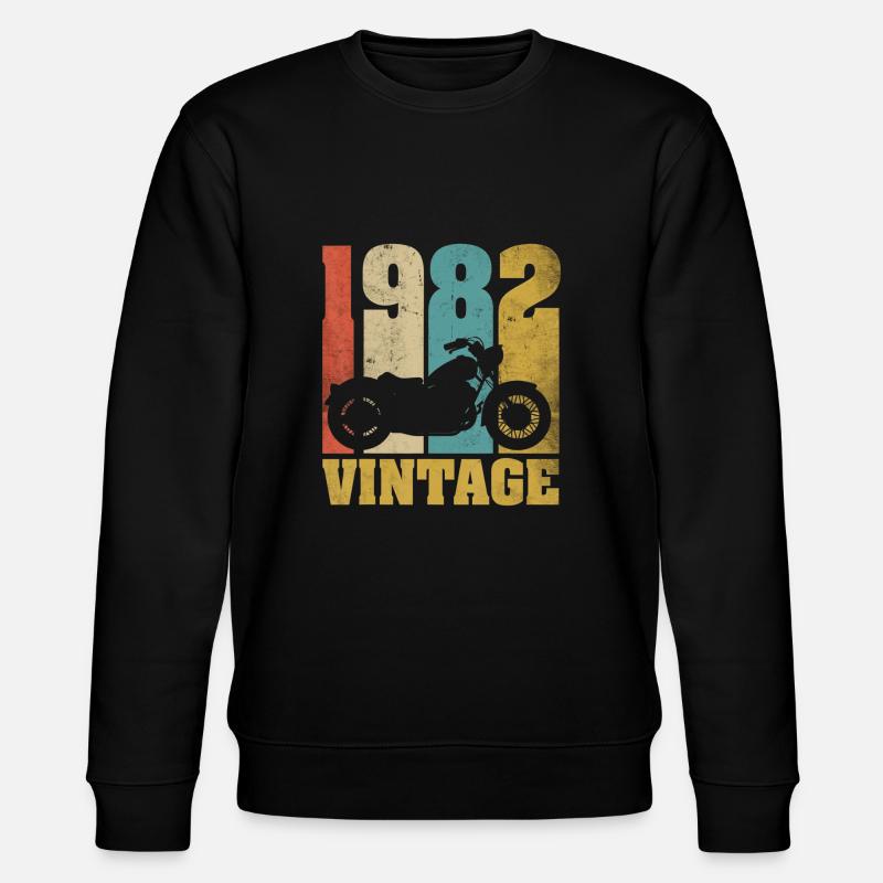 1982 Born birthday biker motorcycle gift - Stanley/Stella CHANGER Unisex Organic Sweatshirt - black