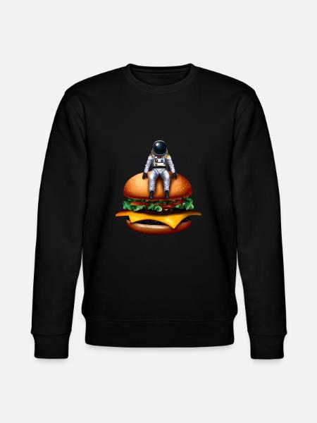 Space Astronaut Cheeseburger - Stanley/Stella CHANGER Unisex Organic Sweatshirt - black