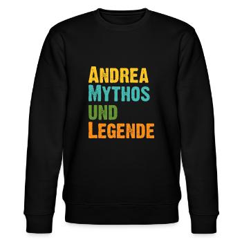 Mythos Andrea die Legende Vorname Andrea - Stanley/Stella Unisex Bio-Sweatshirt CHANGER  - Schwarz - Vorne - Nik (191cm) & Marisol (170cm)