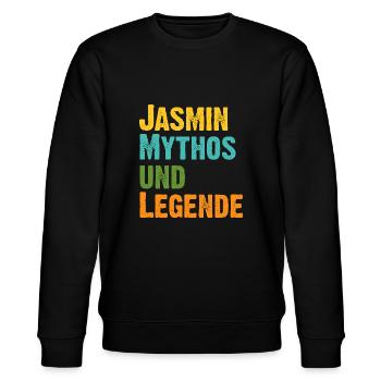 Mythos Jasmin die Legende Vorname Jasmin - Stanley/Stella Unisex Bio-Sweatshirt CHANGER  - Schwarz - Vorne - Nik (191cm) & Marisol (170cm)