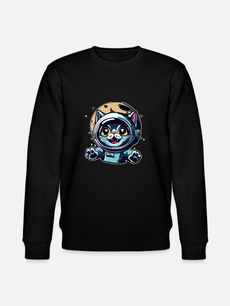 Space Cat to Moon - Stanley/Stella CHANGER Unisex Organic Sweatshirt - black