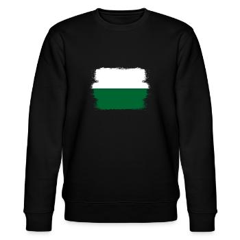 Sachsen Flagge Sächsische Fahne Ossi Urlaub SN - Stanley/Stella Unisex Bio-Sweatshirt CHANGER  - Schwarz - Vorne - Nik (191cm) & Marisol (170cm)