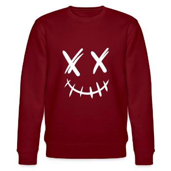 Grinsender Smile - Stanley/Stella Unisex Bio-Sweatshirt CHANGER  - Burgunderrot - Vorne - Nik (191cm) & Marisol (170cm)
