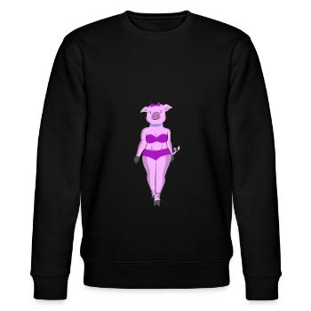 Pig Lady Catwalk Gift Idea - Stanley/Stella CHANGER Unisex Organic Sweatshirt - black - Front - Nik (191cm) & Marisol (170cm)