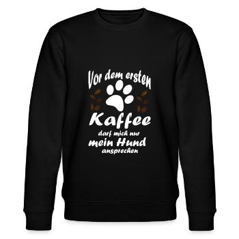 Vor dem ersten Kaffee Geschenk Hund - Stanley/Stella Unisex Bio-Sweatshirt CHANGER  - Schwarz - Vorne - Nik (191cm) & Marisol (170cm)