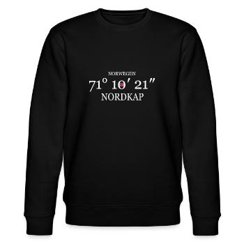 Nordkap Norwegen 71 10 21 - Stanley/Stella Unisex Bio-Sweatshirt CHANGER  - Schwarz - Vorne - Nik (191cm) & Marisol (170cm)