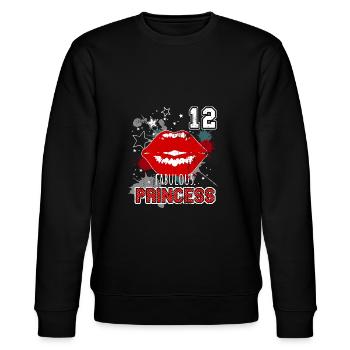 Number 12 kiss birthday girl - Stanley/Stella CHANGER Unisex Organic Sweatshirt - black - Front - Nik (191cm) & Marisol (170cm)