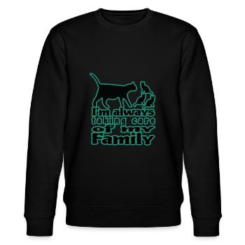 I'm always taking care of my family - Stanley/Stella CHANGER Unisex Organic Sweatshirt - black - Front - Nik (191cm) & Marisol (170cm)