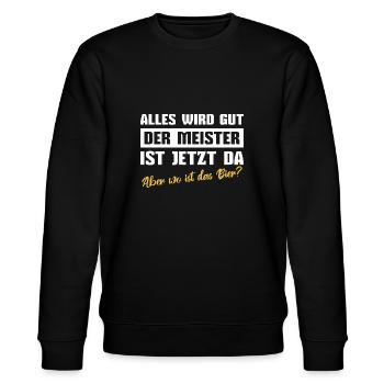 Meisterprüfung bestanden Meister Meisterbrief - Stanley/Stella Unisex Bio-Sweatshirt CHANGER  - Schwarz - Vorne - Nik (191cm) & Marisol (170cm)