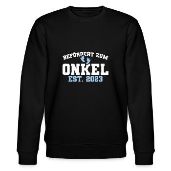 Werdender Onkel 2023 Schwangerschaft Verkündung - Stanley/Stella Unisex Bio-Sweatshirt CHANGER  - Schwarz - Vorne - Nik (191cm) & Marisol (170cm)