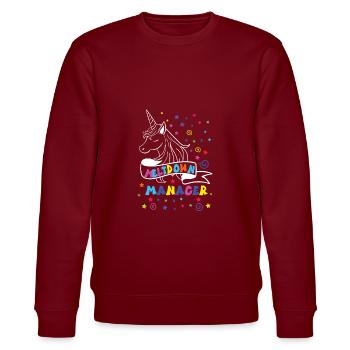Babysitter - Stanley/Stella Unisex Bio-Sweatshirt CHANGER  - Burgunderrot - Vorne - Nik (191cm) & Marisol (170cm)