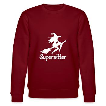 Babysitter - Stanley/Stella Unisex Bio-Sweatshirt CHANGER  - Burgunderrot - Vorne - Nik (191cm) & Marisol (170cm)