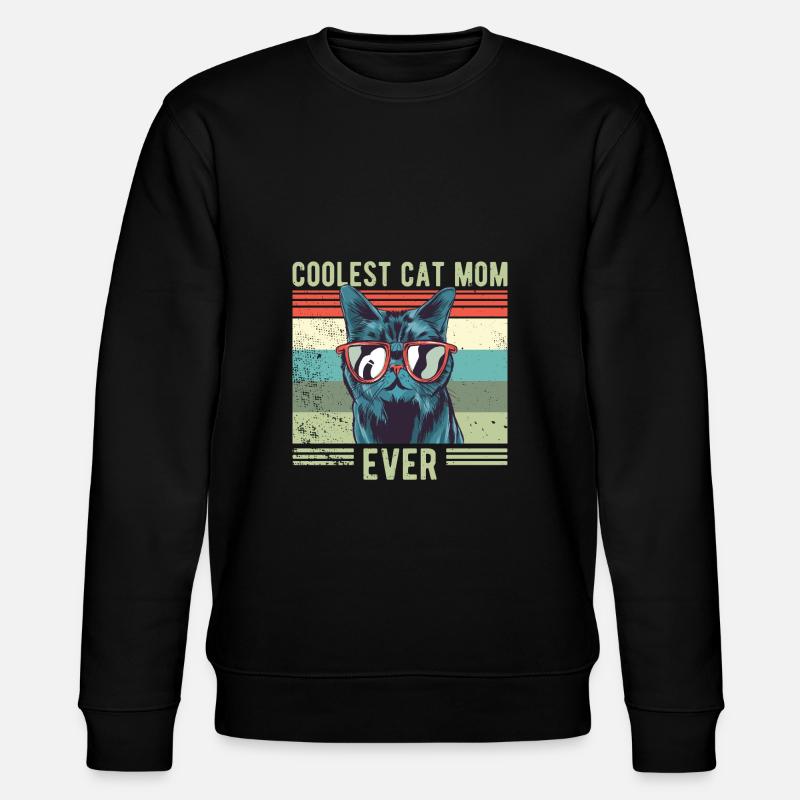 Katze COOLEST CAT MOM retro vintage - Stanley/Stella Unisex Bio-Sweatshirt CHANGER - Schwarz