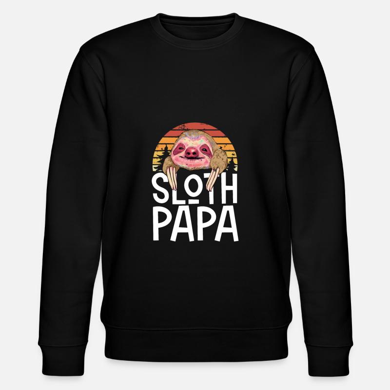 Sloth Papa Retro - Stanley/Stella CHANGER Unisex Organic Sweatshirt - black