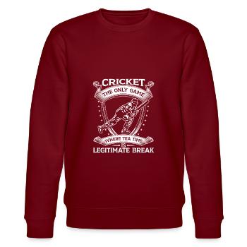 Cricket Das Einzige Spiel - Stanley/Stella Unisex Bio-Sweatshirt CHANGER  - Burgunderrot - Vorne - Nik (191cm) & Marisol (170cm)