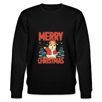 Roter Frohe Weihnachten hamster - Stanley/Stella Unisex Bio-Sweatshirt CHANGER  - Schwarz - Vorne - Nik (191cm) & Marisol (170cm)
