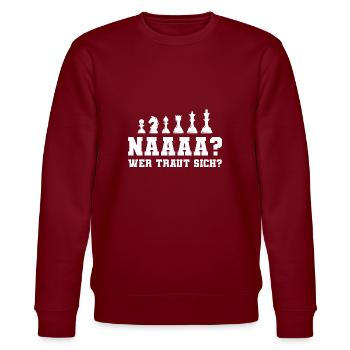 Schach Wer traut sich Schachspieler Geschenk - Stanley/Stella Unisex Bio-Sweatshirt CHANGER  - Burgunderrot - Vorne - Nik (191cm) & Marisol (170cm)