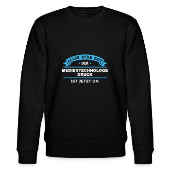Medientechnologe Druck Design für stolze Profis - Stanley/Stella Unisex Bio-Sweatshirt CHANGER  - Schwarz - Vorne - Nik (191cm) & Marisol (170cm)