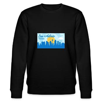 San Antonio Texas Skyline Design für stolze San - Stanley/Stella Unisex Bio-Sweatshirt CHANGER  - Schwarz - Vorne - Nik (191cm) & Marisol (170cm)
