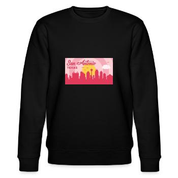 San Antonio Texas Skyline Design für stolze San - Stanley/Stella Unisex Bio-Sweatshirt CHANGER  - Schwarz - Vorne - Nik (191cm) & Marisol (170cm)