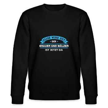 Brauer und Mälzer Design für stolze Handwerker - Stanley/Stella Unisex Bio-Sweatshirt CHANGER  - Schwarz - Vorne - Nik (191cm) & Marisol (170cm)