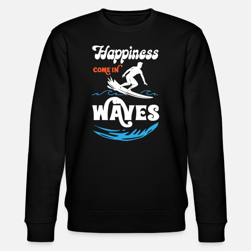 Happiness Comes In Waves Surfing - Stanley/Stella Unisex Bio-Sweatshirt CHANGER  - Schwarz
