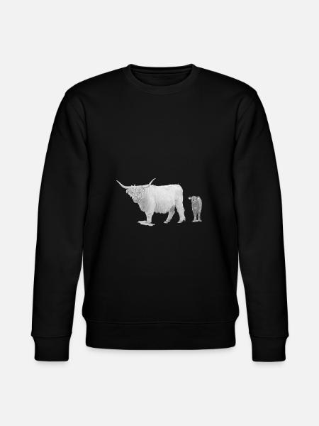 Skotska Highland cattle med kalvkött - Ekologisk sweatshirt CHANGER unisex från Stanley/Stella - svart