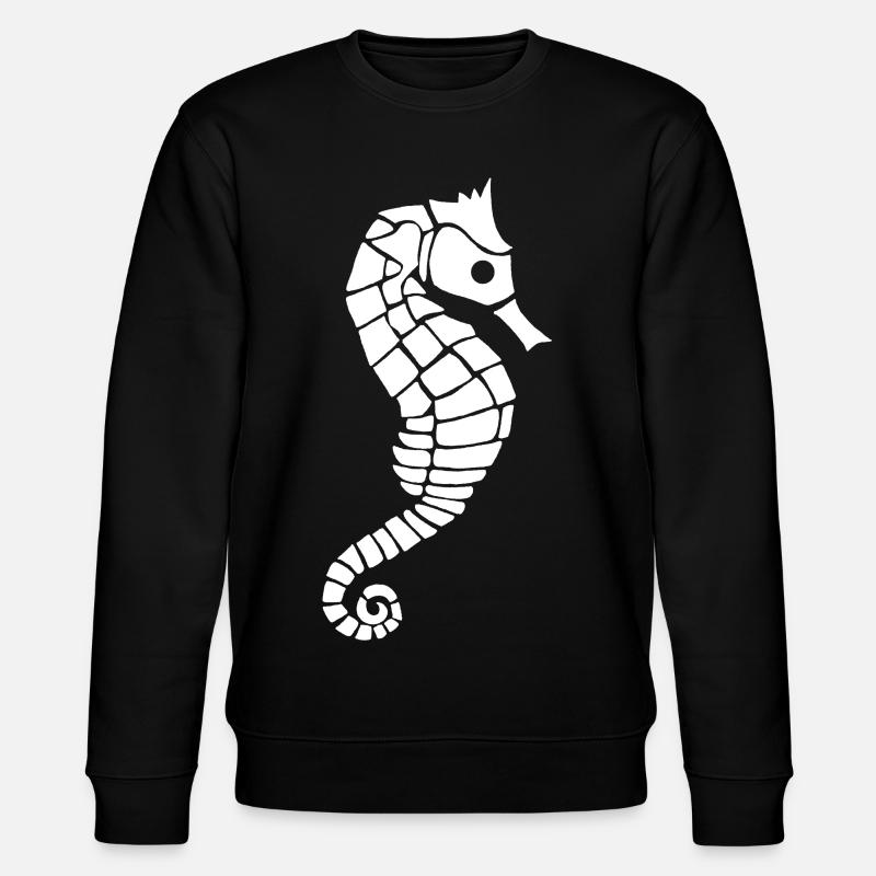 White seahorse - Stanley/Stella CHANGER Unisex Organic Sweatshirt - black