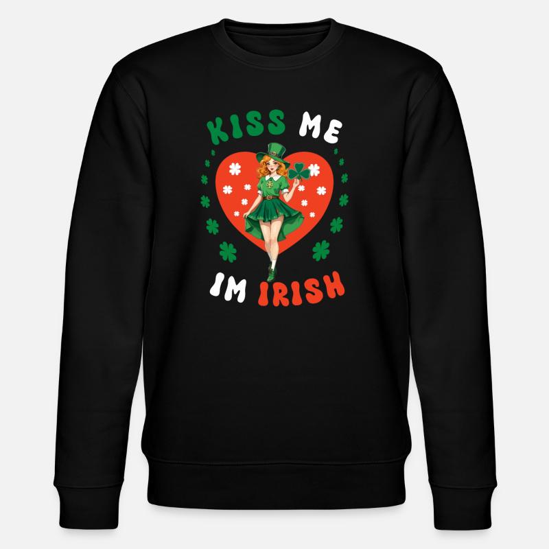 Küss mich, ich bin Irin - Stanley/Stella Unisex Bio-Sweatshirt CHANGER  - Schwarz