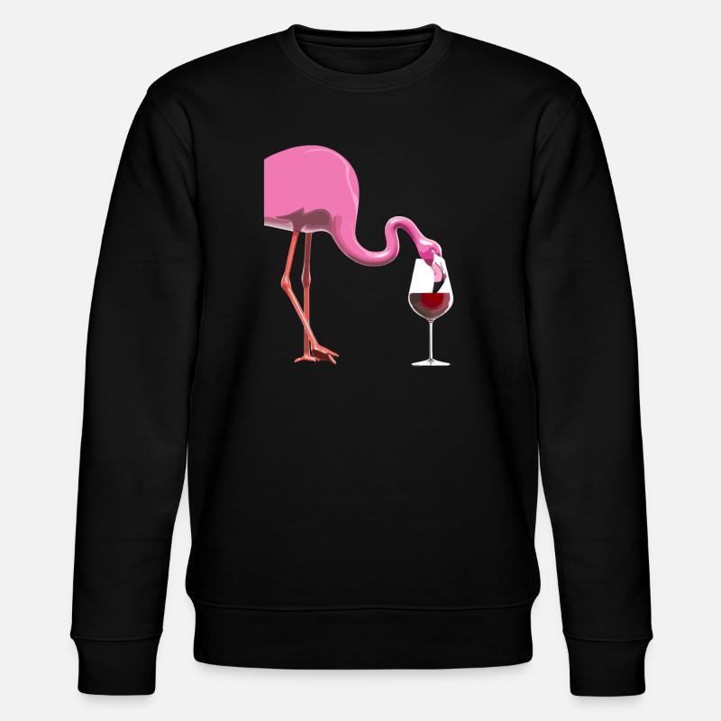 Flamingo mit Weinglas - Stanley/Stella Unisex Bio-Sweatshirt CHANGER - Schwarz