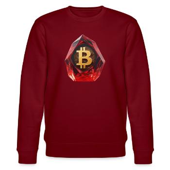 Bitcoin Kristall-Design für Individualdruck - Stanley/Stella Unisex Bio-Sweatshirt CHANGER  - Burgunderrot - Vorne - Nik (191cm) & Marisol (170cm)