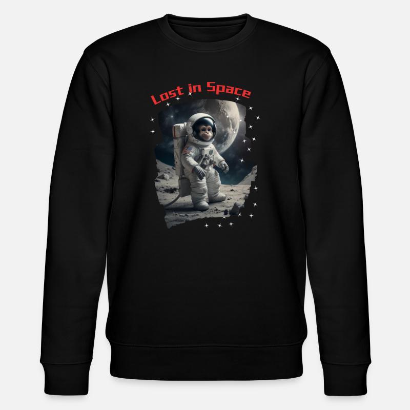 Lost in Space - Monkey as Astronaut - Stanley/Stella CHANGER Unisex Organic Sweatshirt - black