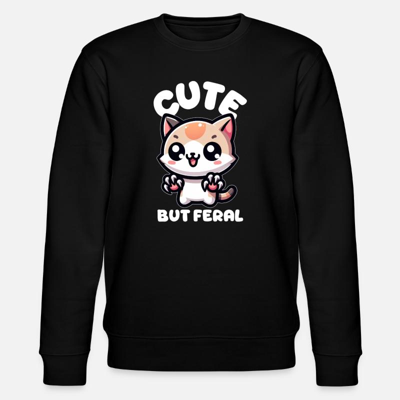 Niedliche, aber wilde Katze - Stanley/Stella Unisex Bio-Sweatshirt CHANGER  - Schwarz