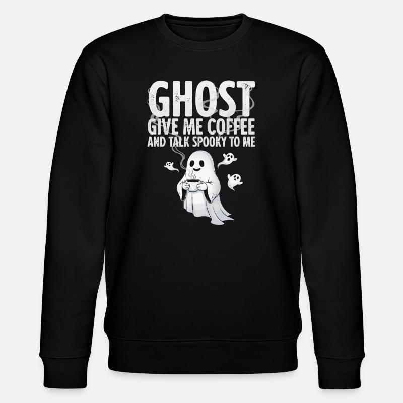 Gruselige Kaffeegeist-Illustration - Stanley/Stella Unisex Bio-Sweatshirt CHANGER - Schwarz