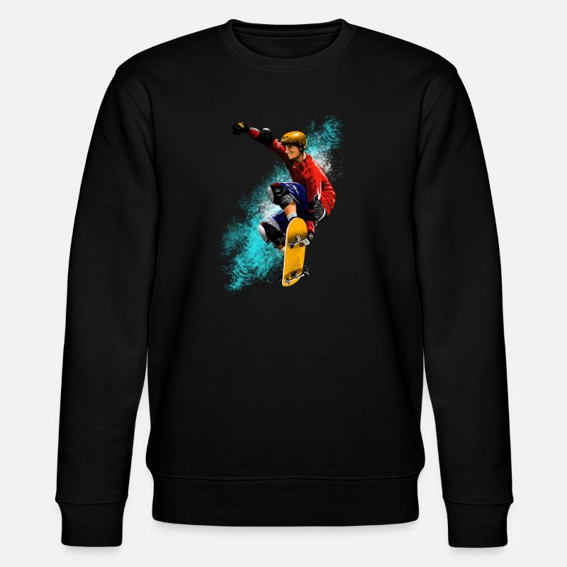 Skateboard Sprung Neon Splash - Stanley/Stella Unisex Bio-Sweatshirt CHANGER  - Schwarz