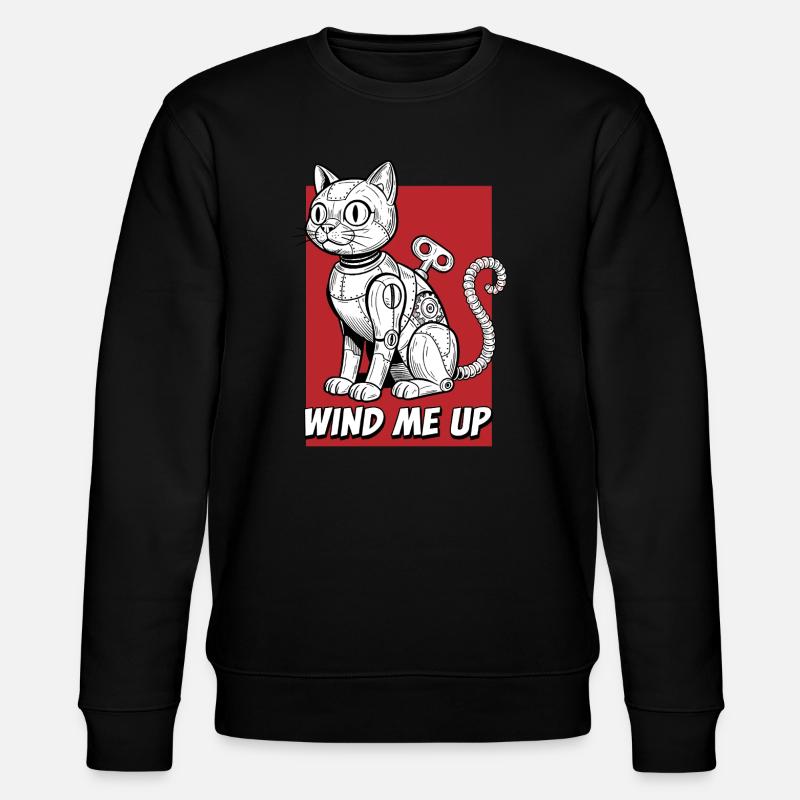 Wind Me Up Katzroboter - Stanley/Stella Unisex Bio-Sweatshirt CHANGER  - Schwarz