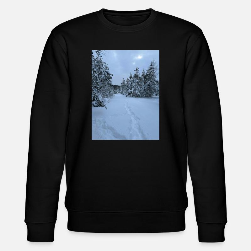 Winterwanderwege im Schneewald - Stanley/Stella Unisex Bio-Sweatshirt CHANGER  - Schwarz