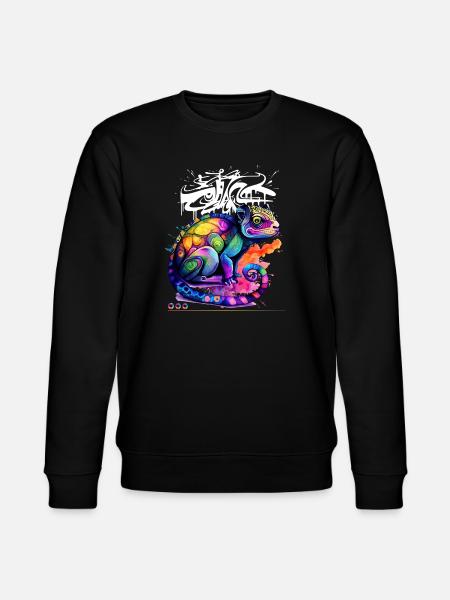 Farbenfroher Chamäleon Graffiti - Stanley/Stella Unisex Bio-Sweatshirt CHANGER  - Schwarz