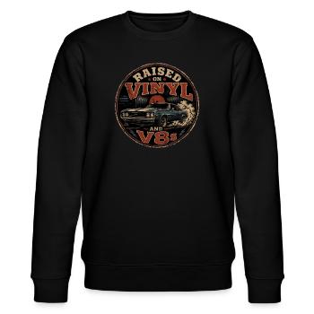 Vinyle et Moteurs V8 : Design Vintage Auto - Sweat bio CHANGER Stanley/Stella Unisexe - noir - Devant - Nik (191cm) & Marisol (170cm)