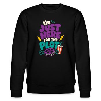 Just Here For The Plot - Stanley/Stella Unisex Bio-Sweatshirt CHANGER  - Schwarz - Vorne - Nik (191cm) & Marisol (170cm)