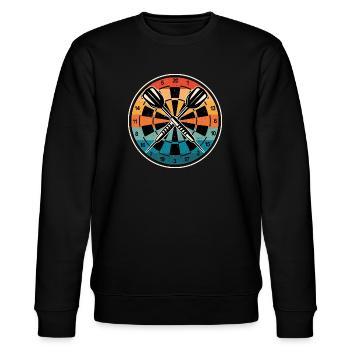Dart Dartscheibe Dartpfeile Retro Vintage - Stanley/Stella Unisex Bio-Sweatshirt CHANGER  - Schwarz - Vorne - Nik (191cm) & Marisol (170cm)