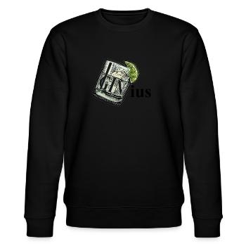 GINius lettering word joke (Gin&Tonic) - Stanley/Stella Unisex Bio-Sweatshirt CHANGER  - Schwarz - Vorne - Nik (191cm) & Marisol (170cm)