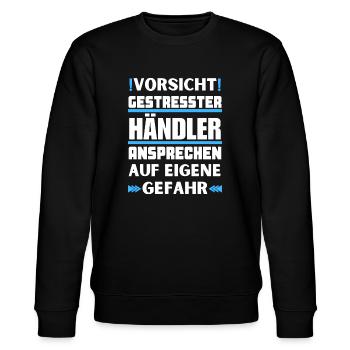 Gestresster Händler nicht ansprechen! - Stanley/Stella Unisex Bio-Sweatshirt CHANGER  - Schwarz - Vorne - Nik (191cm) & Marisol (170cm)