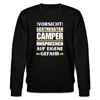 Gestresster Camper nicht ansprechen! - Stanley/Stella Unisex Bio-Sweatshirt CHANGER  - Schwarz - Vorne - Nik (191cm) & Marisol (170cm)