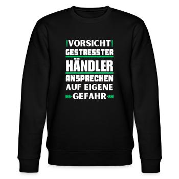 Gestresster Händler nicht ansprechen! - Stanley/Stella Unisex Bio-Sweatshirt CHANGER  - Schwarz - Vorne - Nik (191cm) & Marisol (170cm)