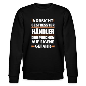 Gestresster Händler nicht ansprechen! - Stanley/Stella Unisex Bio-Sweatshirt CHANGER  - Schwarz - Vorne - Nik (191cm) & Marisol (170cm)