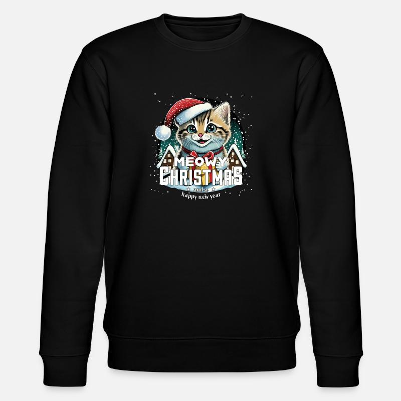 Weihnachtskatze - Meowy Christmas - Stanley/Stella Unisex Bio-Sweatshirt CHANGER  - Schwarz